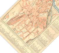Das Poster einer Karte von Kassel ist eine Vintage Lithographie aus Meyers Koversations-Lexikon aus dem Jahr 1890