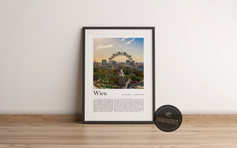 Dieses Poster zeigt dir eine Ansicht des Wiener Riesenrades in farbig. 