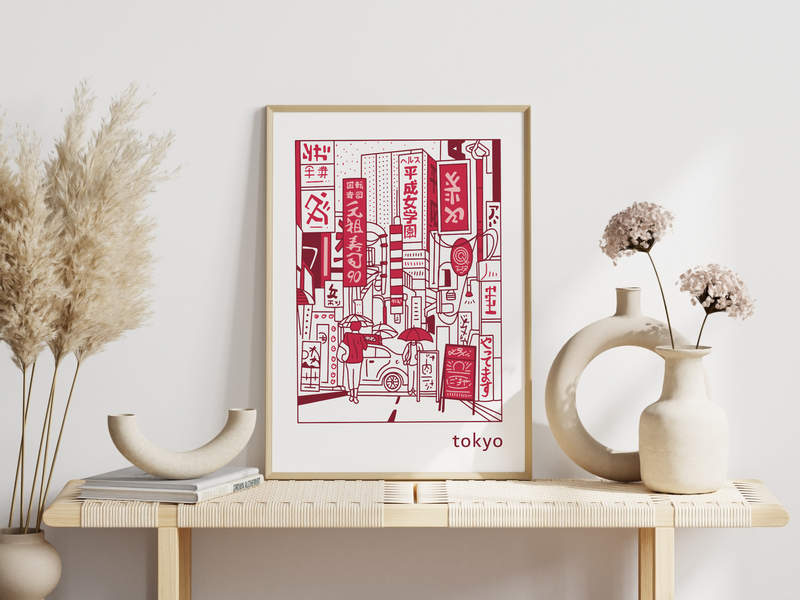 Poster Tokio | japanische Zeichnung minimalistisch
