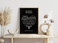 Das Bild zeigt dir, wie dieses tolle Poster für deine Mama gerahmt aussehen würde.