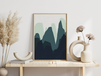 Poster Berge Vintage blau Boho Mid-Century