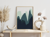 Poster Berge Vintage blau Boho Mid-Century