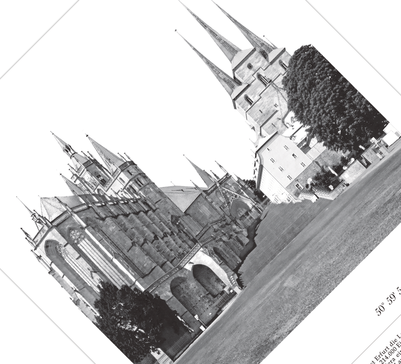Dieses Poster zeigt dir in Schwarz Weiß eine Fotografie des Doms der Landeshauptstadt Erfurt in Thüringen. 