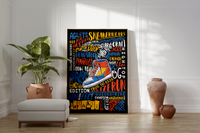 Das Poster zeigt dir einen Sneaker und um diesen ein Lexikon von Wörter, die in Verbindung mit Sneakern stehen. 