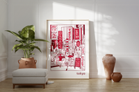 Dieses schöne Poster ist eine Zeichnung von Tokio. 