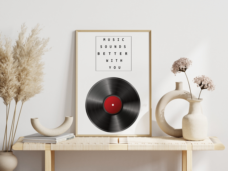 Schallplatten Poster | Bild Musik mit Spruch