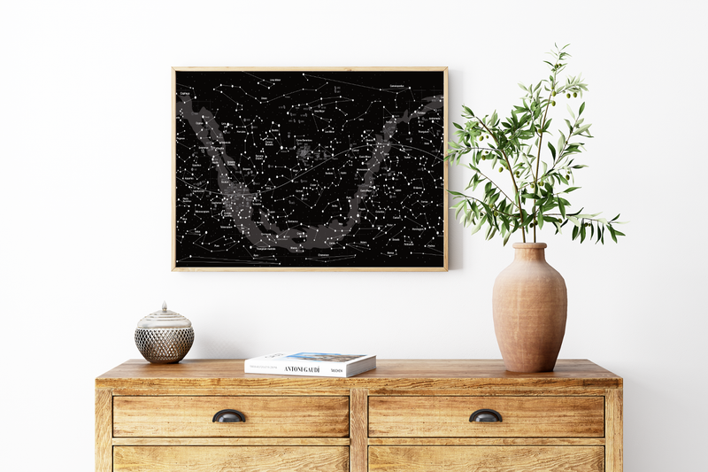 Poster Sternkarte | Bild Milchstraße, Sternzeichen