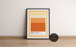Dieses Poster für die Küche zeigt dir den Cocktail Aperol Spritz inklusive des Rezeptes, in verschiedenen Rot- und Orangetönen.