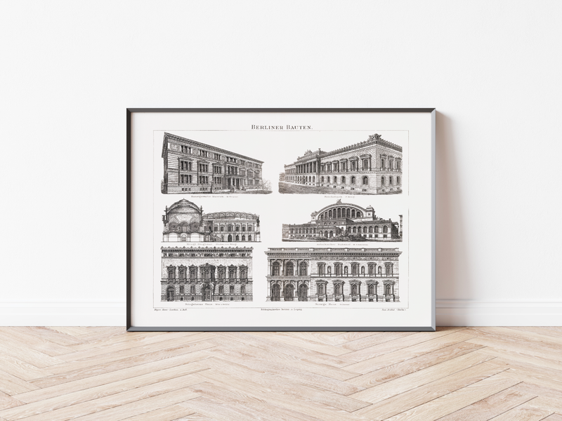 Das Poster zum Aufbau eine Theaters  (hier das ungarische Opernhaus in Budapest) ist eine Vintage Lithographie aus Meyers Koversations-Lexikon aus dem Jahr 1890.