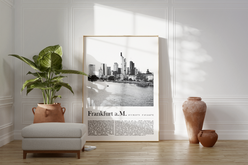 Dieses Poster zeigt dir die Skyline von der Stadt Frankfurt am Main.