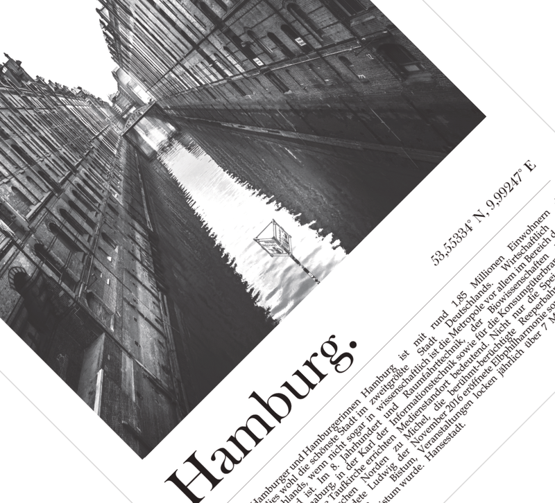 Die Poster zeigen die Hamburger Speicherstadt oder den Hamburger Kiez.