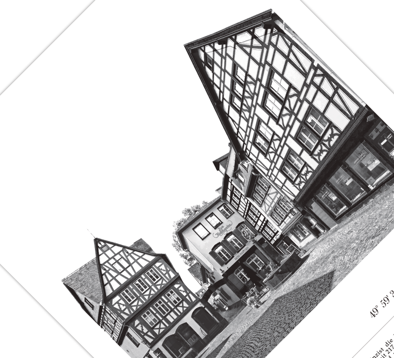 Dieses Poster zeigt dir in Schwarz Weiß eine Fotografie der Altstadt der Landeshauptstadt Mainz in Rheinland-Pfalz. 