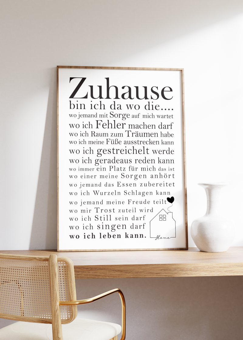 Dieses Tolle Poster mit schönem Sprüchen die dein Zuhause beschreiben ist die ideale Wanddeko für jeden Raum.