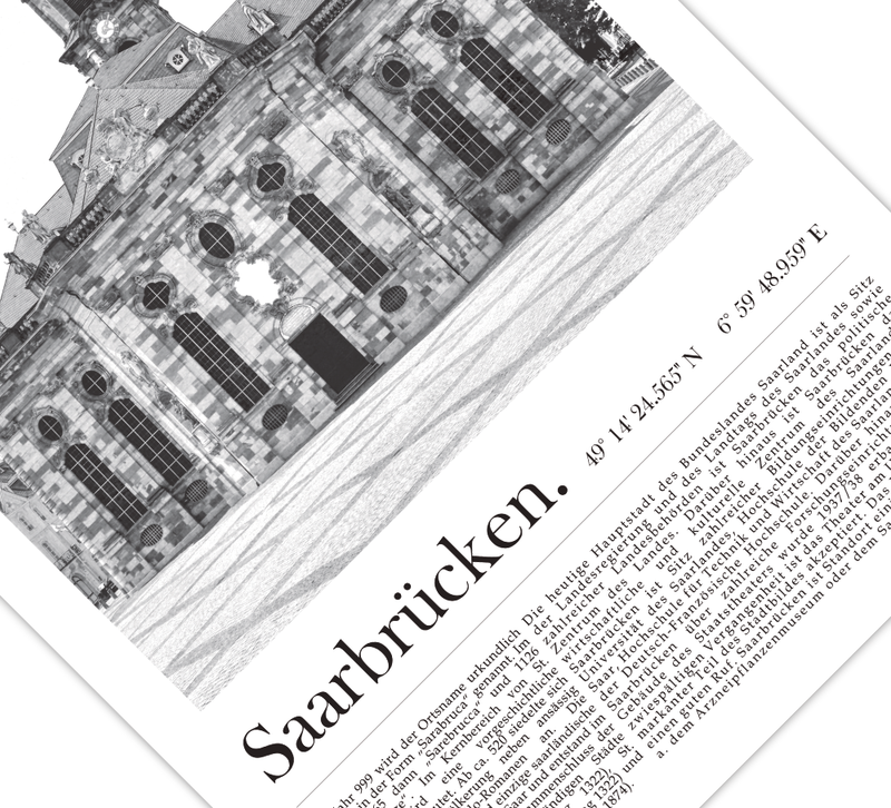 Dieses Poster zeigt die Saarbrücker Ludwigskirche, Dem Wahrzeichen der Landeshauptstadt des Saarlandes. 