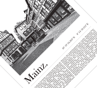 Dieses Poster zeigt dir in Schwarz Weiß eine Fotografie der Altstadt der Landeshauptstadt Mainz in Rheinland-Pfalz. 