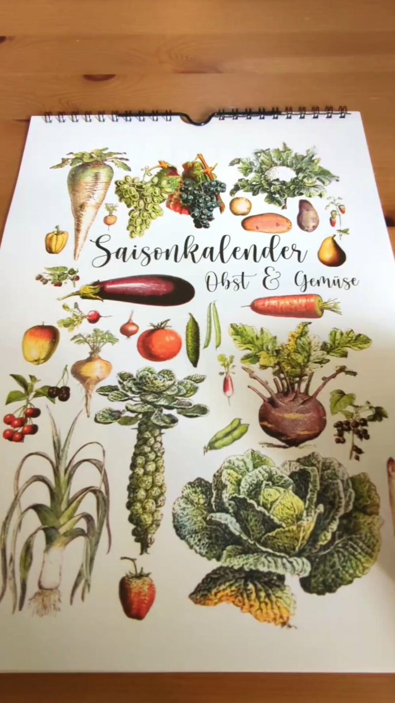 Dieser Kalender zeigt dir verschiedene saisonale und regionale Obst, Gemüse, Salat und Obst Sorten und wann diese verfügbar sind. Mit dem Saisonkalender behältst du den Überblick darüber, wann du dich mit welchem Obst oder Gemüse saisonal und nachhaltig ernähren kannst. 