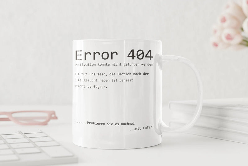 Lustige Bürotasse Error 404 | Motivation Spruch Arbeit