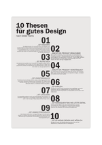 Dieses Poster zeigt dir die 10 Thesen für gutes Design nach Dieter Rams. Die perfekte Wanddeko für Designer und Produktdesigner.
