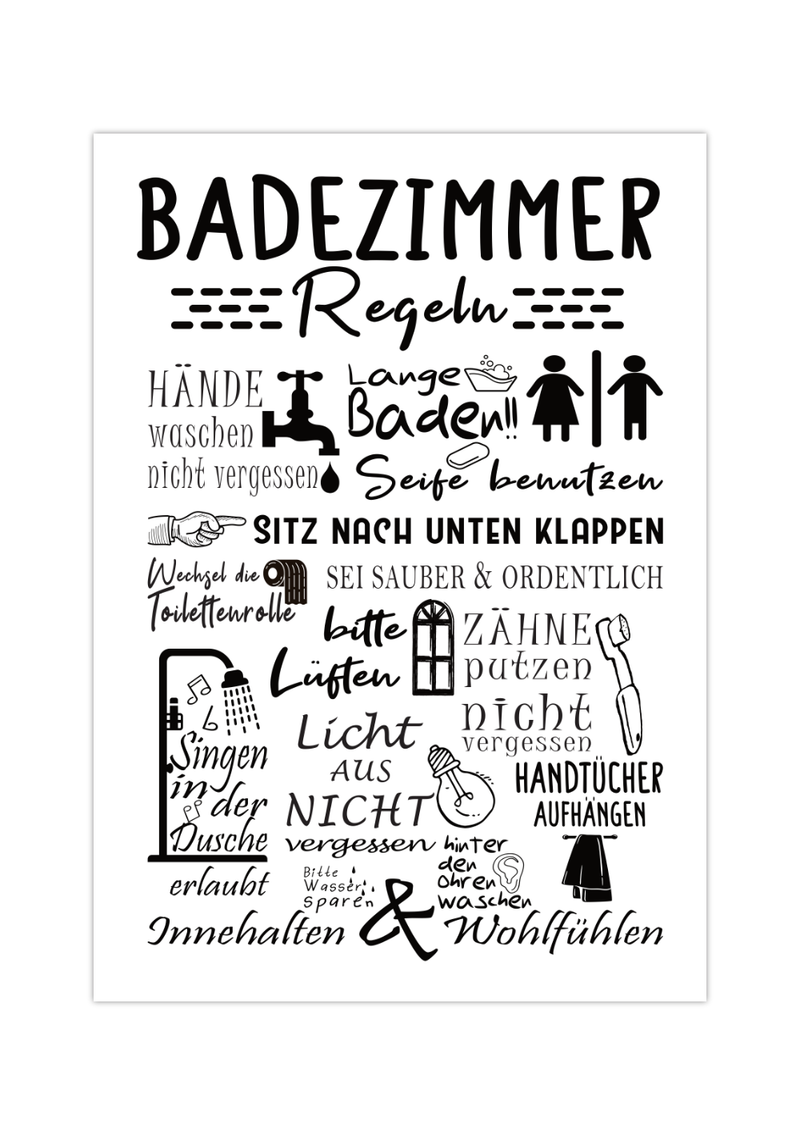 wc poster | badezimmer regeln lustige toiletten deko