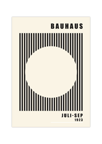 Dieses Bauhaus Poster zeigt dir einen aus Linien ausradierten Kreis in Rot oder Eierschalenweiß. 