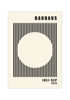Dieses Bauhaus Poster zeigt dir einen aus Linien ausradierten Kreis in Rot oder Eierschalenweiß. 