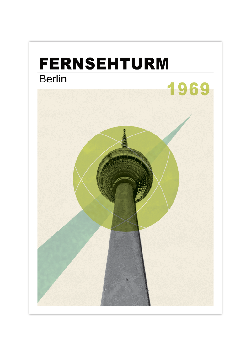 Dieses Poster zeigt dir eine Ansicht von Berlin, auf der der Berliner Fernsehturm im vintage Design zu sehen.