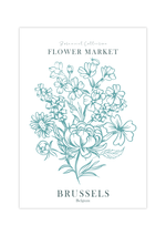 Das Poster ist ein fiktives Bild des Blumenmarktes in Brüssel, Belgien.