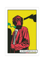 Tolles Poster eines rauchenden Affen/Gorillas im Comic/Pop Art Stil. Cooler Affe im Anzug und Zigarette im Mund. 