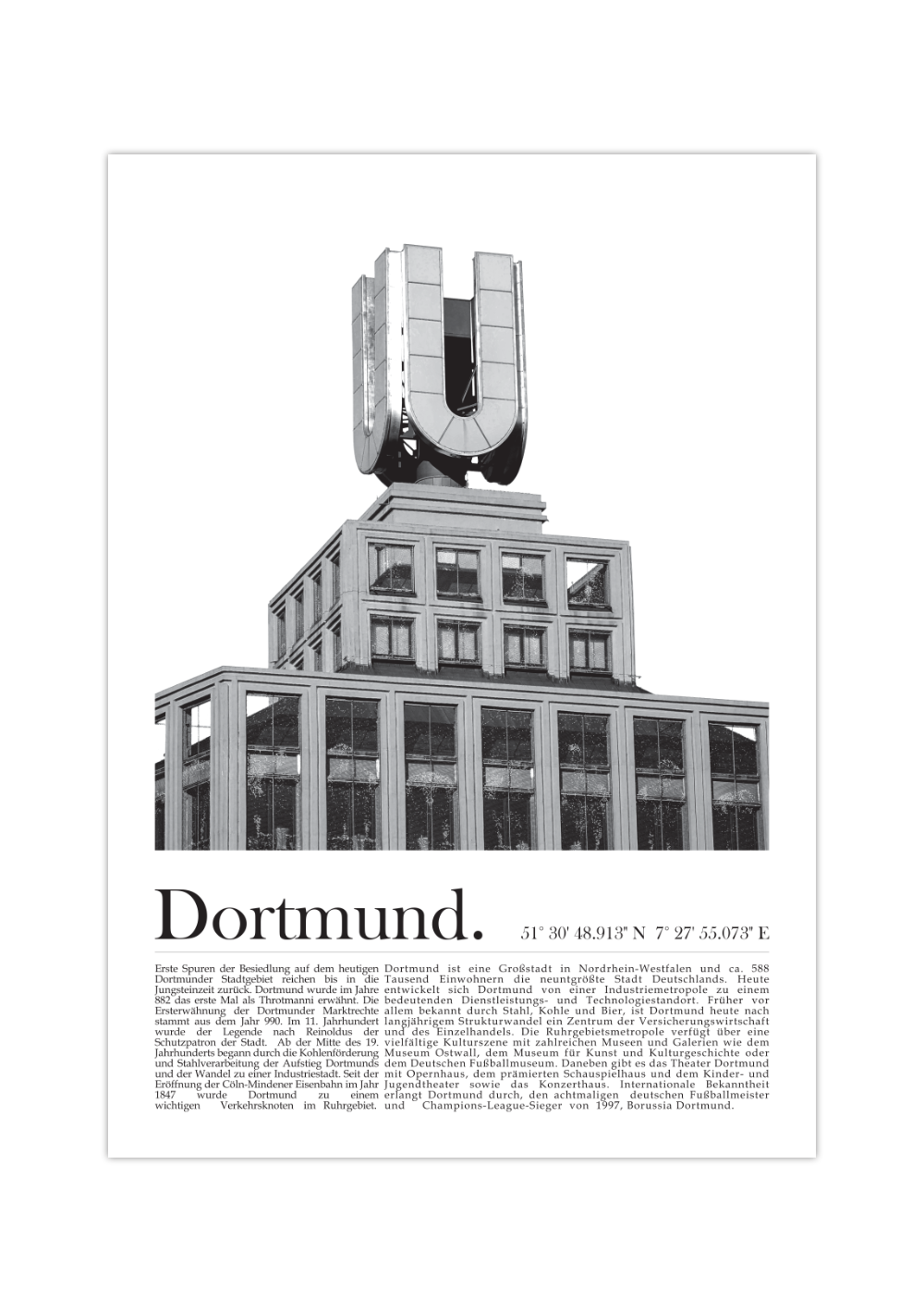 Dieses Poster zeigt dir das Dortmunder U oder auch den U-Turm in Dortmund. 