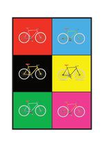 Dieses Poster von sechs Rennrädern ist im Pop Art Stil, frei nach dem großen Meister Andy Warhole angefertigt. 
