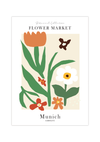 Das Poster ist ein fiktives Bild des Blumenmarktes in München, Deutschland.