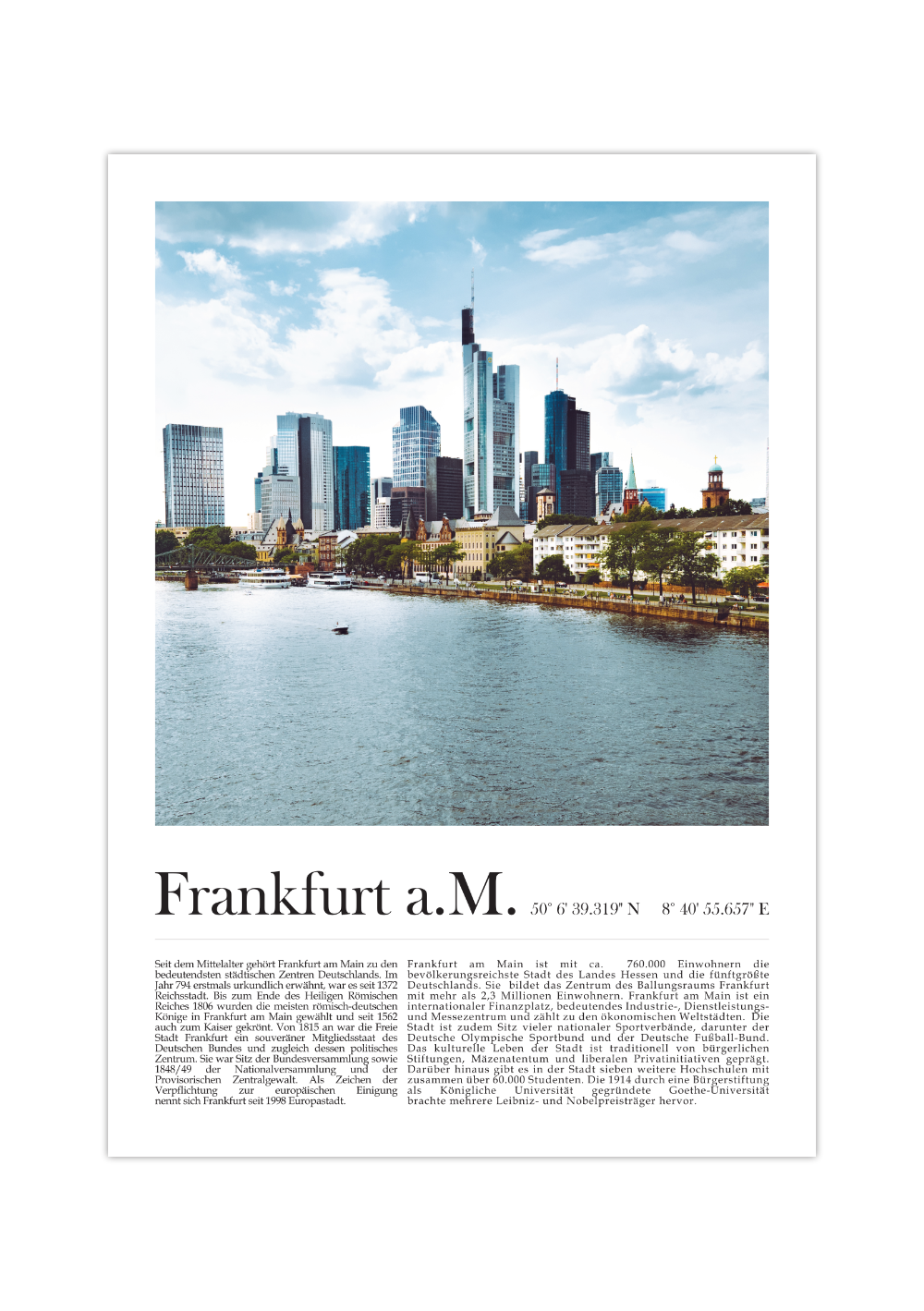 Dieses Poster zeigt dir die Skyline von der Stadt Frankfurt am Main.