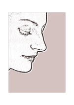 Das Poster zeigt dir eine schwarz/weiße Bleistiftzeichnung einer Frau auf einem Rosa Hintergrund