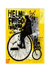 Hol dir dieses Street Art/ Urban Art Poster in Gelb. Das Bild eines Mannes, der ein altes Fahrrad/Hochrad fährt ist perfekt als Wanddeko für deine Wohnung.
