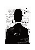 Cooles Graffiti Poster. Hol dir dieses Street Art/ Urban Art Bild in Schwarz/Weiß. Bild eines Mannes mit Hut von hinten, mit Kritzeleien, perfekt als Wanddeko für deine Wohnung.