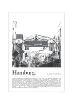 Die Poster zeigen die Hamburger Speicherstadt oder den Hamburger Kiez.