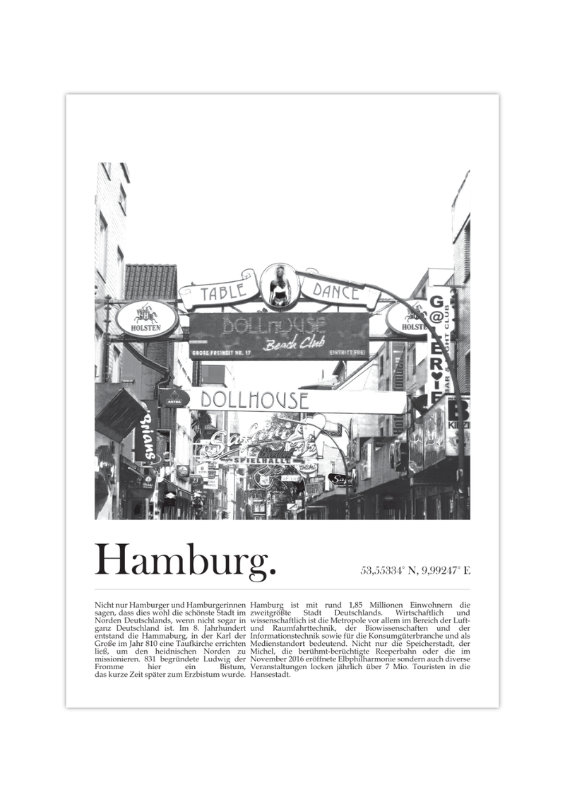 Die Poster zeigen die Hamburger Speicherstadt oder den Hamburger Kiez.