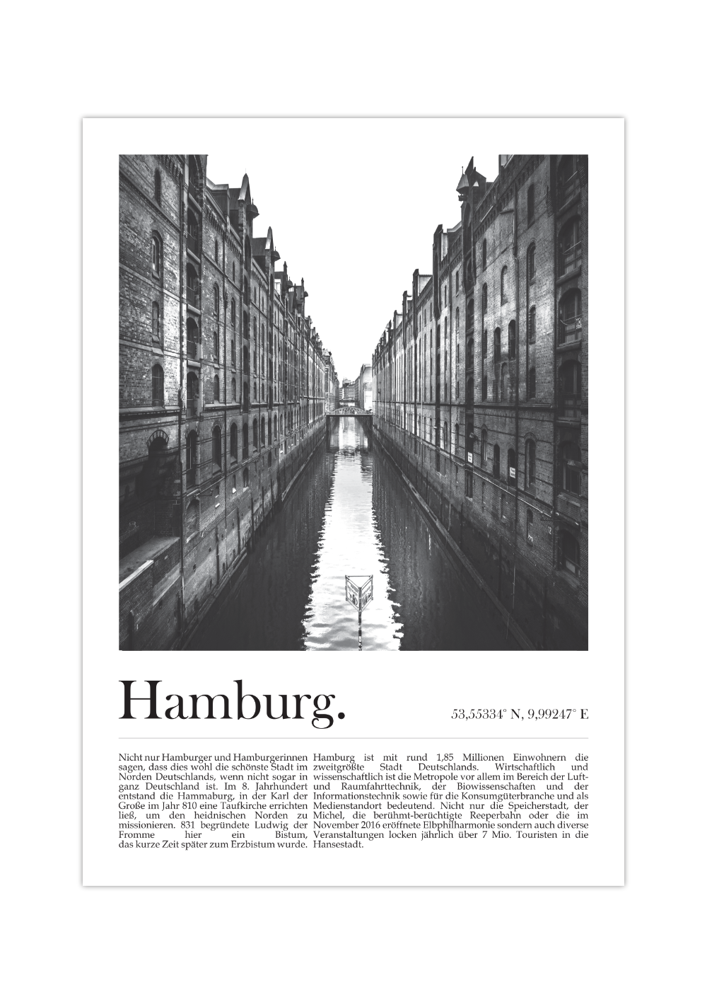 Die Poster zeigen die Hamburger Speicherstadt oder den Hamburger Kiez.