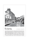 Das schwarz/weiß Poster zeigt dir eine Ansicht von Leipzig mit seinen Kanälen und Wasserstraßen. 