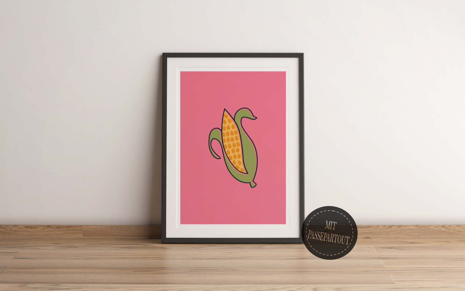 Poster Küche Mais | MrTKBooker – Comic Stil rosa