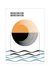 Das Poster zeigt eine minimalistische Darstellung von geometrischer Kunst mit Kreisen, Wellen und dem Wort Minimalism.