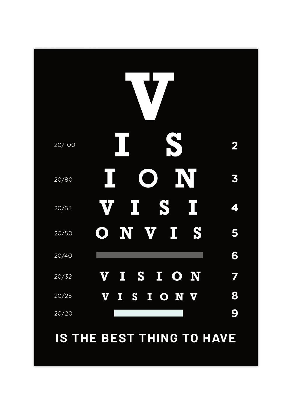 Das motivierende Poster in schwarz und weiß zeigt dir einen Spruch zum Thema Vision. Damit ist die Wanddeko die perfekte Ergänzung für dein Büro.