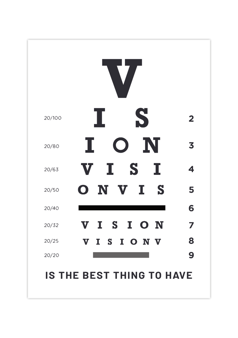 Das motivierende Poster in weiß und schwarz zeigt dir einen Spruch zum Thema Vision. Damit ist die Wanddeko die perfekte Ergänzung für dein Büro.