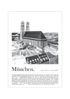 Das Poster zeigt dir in schwarz und weiß eine Ansicht von München auf der das städtische Wahrzeichen, die Frauenkirche, zu sehen ist.