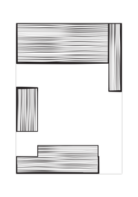 Dieses Poster zeigt dir eine moderne, minimalistische, geometrische Darstellung von grauen Rechtecken mit verschieden starken Strichen.