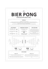 Dias Poster zeigt dir in schwarz und weiß die Regeln und eine Spielanleitung für das Kultspiel Bier Pong oder Beer Pong auf deutsch.