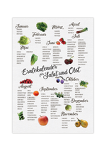 Das Saisonkalenderposter für Salat und Obst. Das ideale botanische Bild für deine Küche oder dein Gartenhaus.