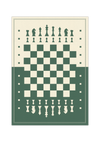 Das Poster zeigt dir ein in Grün und beige dargestelltes Schachbrett. Die ideale Wanddeko für alle die Schach lieben. Ob Schachspielerin oder Schachspieler.