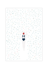 Dieses coole Poster zeigt dir eine schwimmende Frau in einem Meer von Blätter in verschiedenen Farben.
