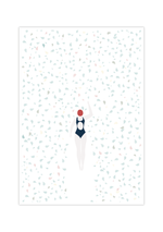 Dieses coole Poster zeigt dir eine schwimmende Frau in einem Meer von Blätter in verschiedenen Farben.